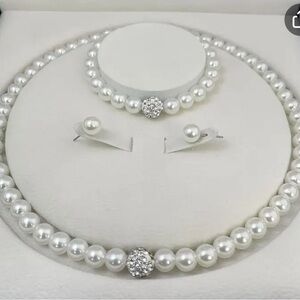 3 Piece Elegant Faux Pearl Jewelry Set, NEW Wedding Jewelry
